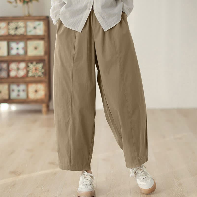Buddha Stones Simple Lines Design Ankle-Length Women's Harem Pants With Pockets - Tan - US8-10,UK/AU12-14,EU40-42 (2XL) - image 5