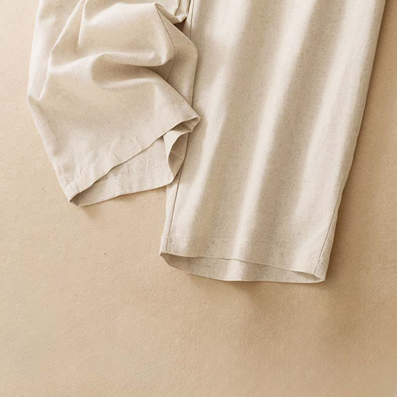 Buddha Stones Summer Minimalist Button-Up High Waist Solid Linen Women's Harem Pants With Pockets - image 15