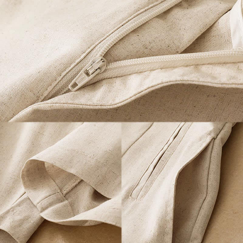 Buddha Stones Summer Minimalist Button-Up High Waist Solid Linen Women's Harem Pants With Pockets - image 13
