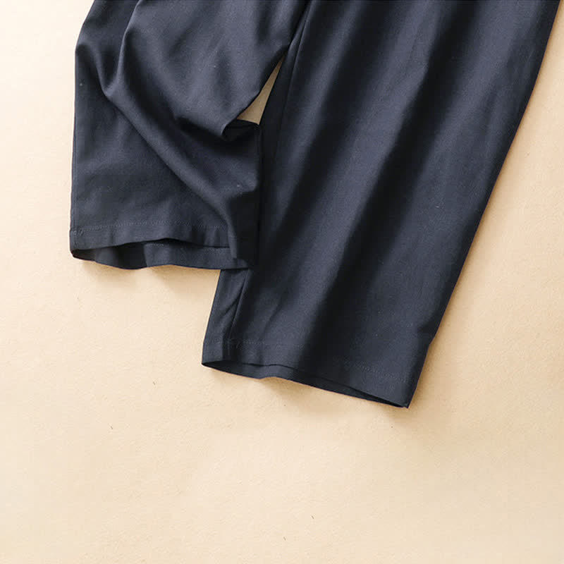 Buddha Stones Summer Minimalist Button-Up High Waist Solid Linen Women's Harem Pants With Pockets - image 7
