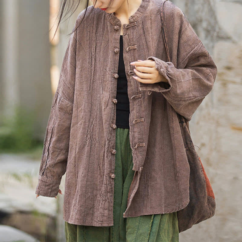 Buddha Stones Tie Dye Frog-Button Long Sleeve Zen Meditation Open Front Jacket - PaleVioletRed(Top Only)-US4-14,UK/AU8-18,EU36-46 (F) - image 21