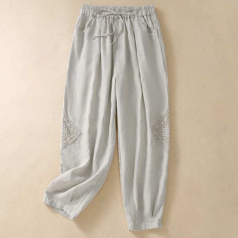 Buddha Stones Summer Women's Drawstring Harem Pants With Pockets - Linen - US8-10,UK/AU12-14,EU40-42 (2XL) - image 13