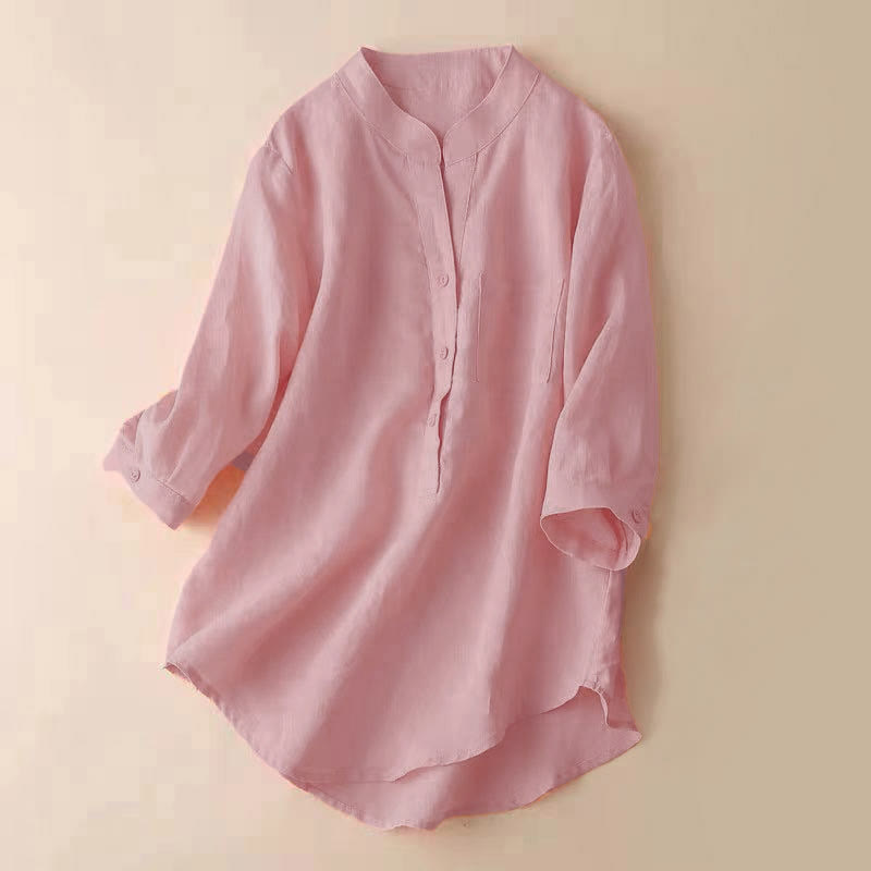 Buddha Stones Casual Women's V-neck Three Quarter Sleeve Design Plain Shirt - Salmon - US12,UK/AU16,EU44 (3XL) - image 7
