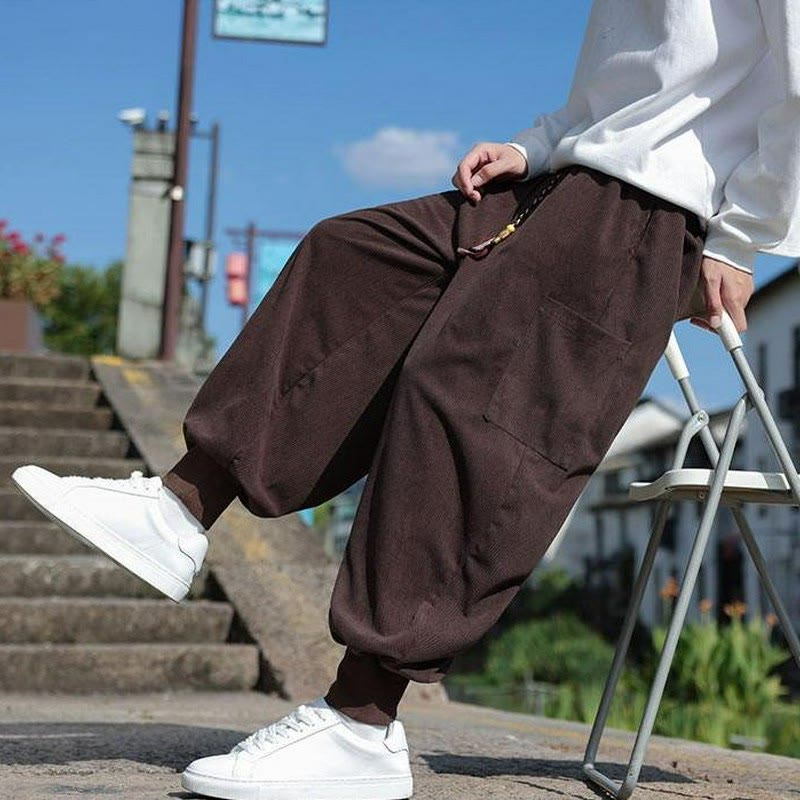 Buddha Stones Fall Winter Casual Drawstring Patch Pocket Solid Ankle Pants Men's Tapered Pants With Pocket - Sienna - US/UK/AU46,EU56 (5XL) - image 6