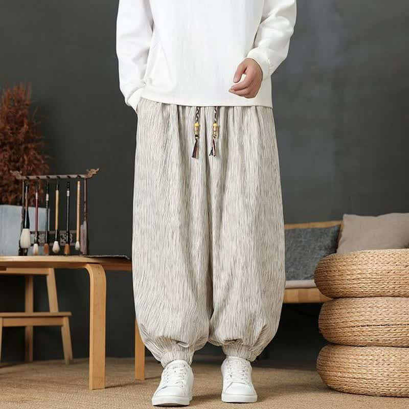 Buddha Stones Fall Casual Vintage Drawstring Solid Long Pants Men's Harem Pants With Pocket - Linen - common - US/UK/AU48,EU58 (6XL) - image 19