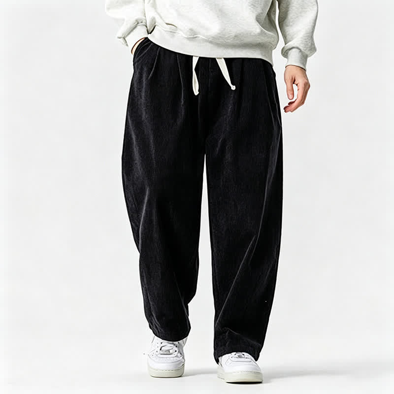 Buddha Stones Fall Winter Casual Vintage Drawstring Solid Ankle Pants Men's Tapered Pants With Pocket - image 15
