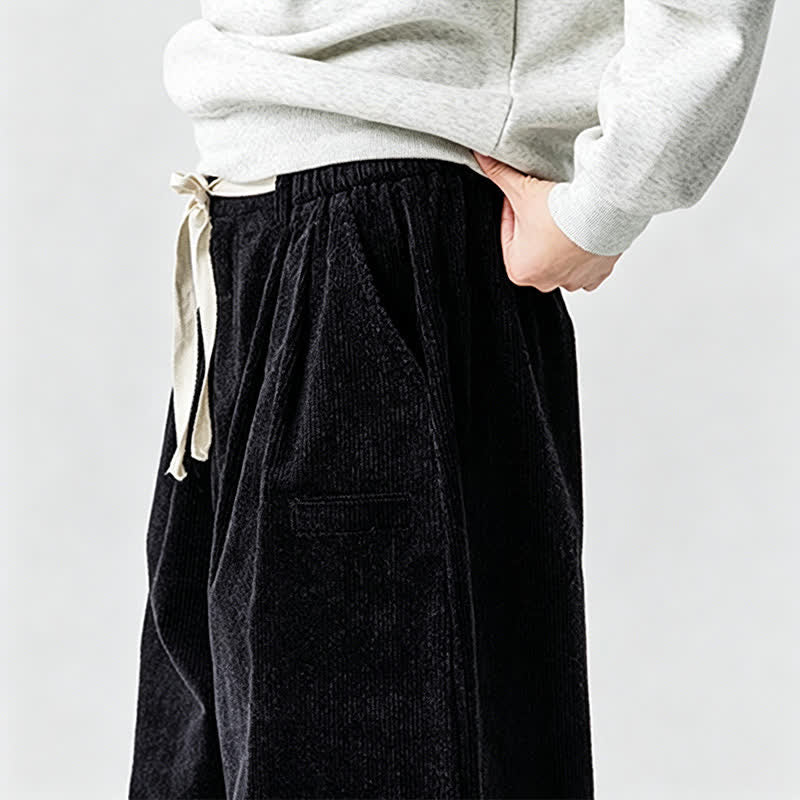 Buddha Stones Fall Winter Casual Vintage Drawstring Solid Ankle Pants Men's Tapered Pants With Pocket - image 21