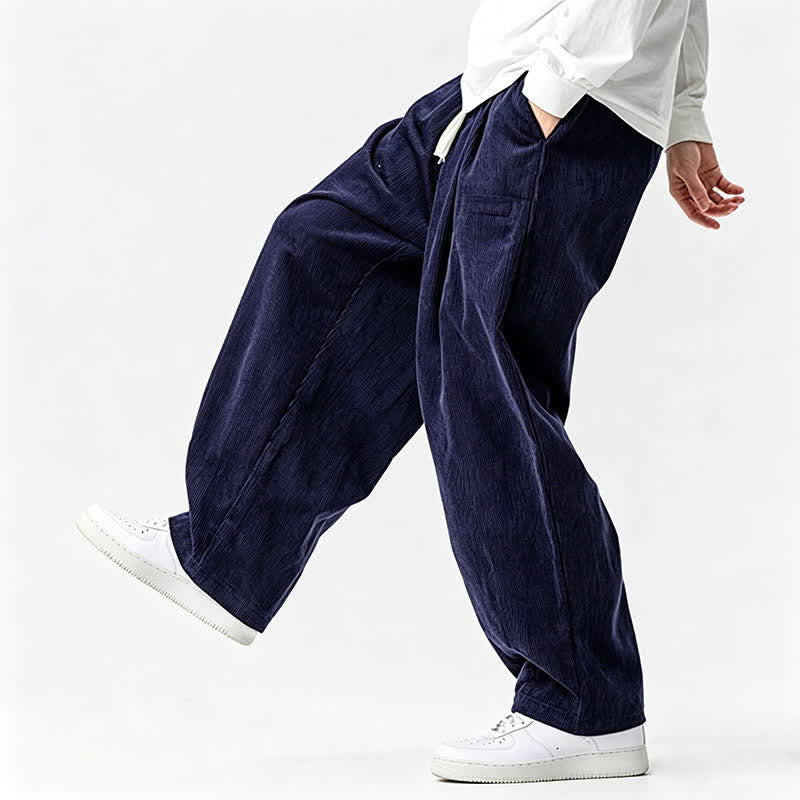 Buddha Stones Fall Winter Casual Vintage Drawstring Solid Ankle Pants Men's Tapered Pants With Pocket - image 12