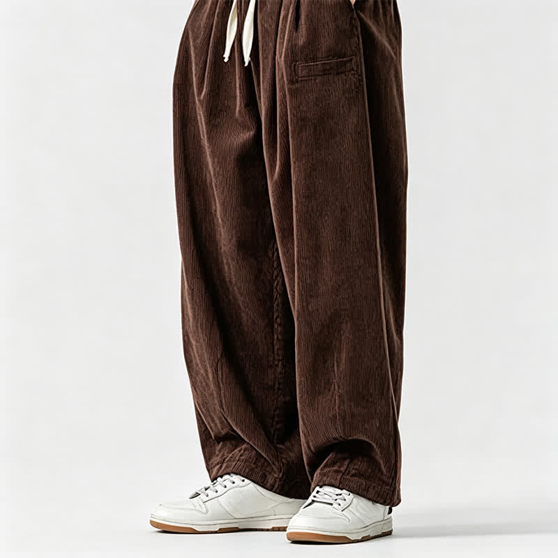 Buddha Stones Fall Winter Casual Vintage Drawstring Solid Ankle Pants Men's Tapered Pants With Pocket - image 3