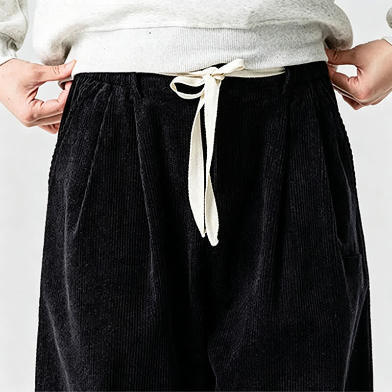 Buddha Stones Fall Winter Casual Vintage Drawstring Solid Ankle Pants Men's Tapered Pants With Pocket - image 20