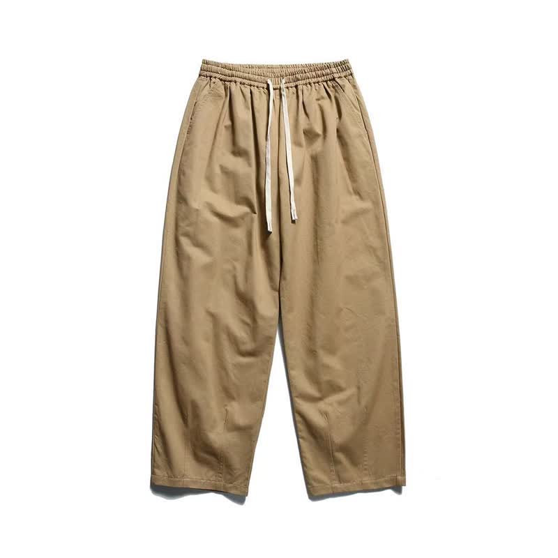 Buddha Stones Spring Fall Classic Drawstring Solid Ankle Men's Straight Leg Pants With Pockets - Tan - US/UK/AU42,EU52 (3XL) - image 3