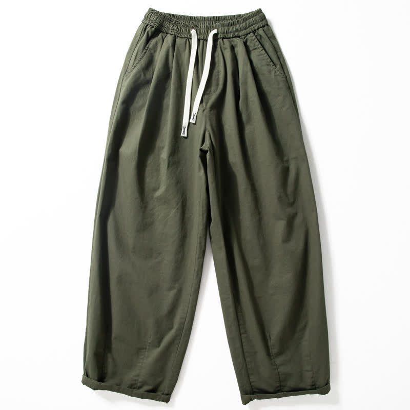 Buddha Stones Spring Fall Classic Drawstring Solid Ankle Men's Straight Leg Pants With Pockets - DarkOliveGreen - US/UK/AU42,EU52 (3XL) - image 0