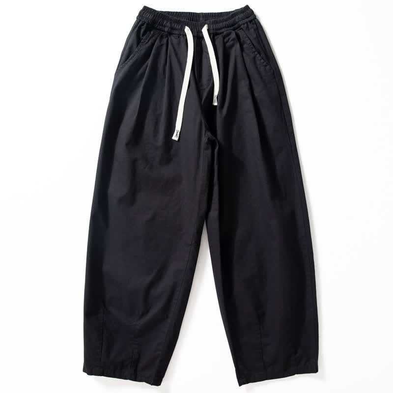 Buddha Stones Spring Fall Classic Drawstring Solid Ankle Men's Straight Leg Pants With Pockets - Black - US/UK/AU42,EU52 (3XL) - image 1