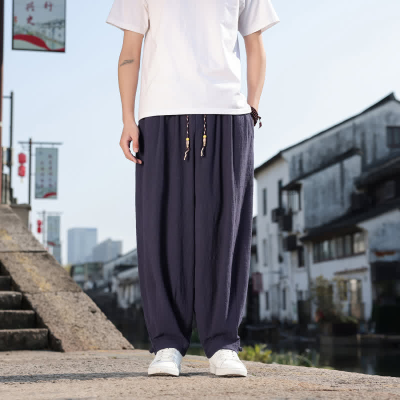 Buddha Stones Spring Fall Retro Casual Solid Long Pants Men's Straight Leg Pants With Pockets - Navy - US/UK/AU46,EU56 (5XL) - image 19