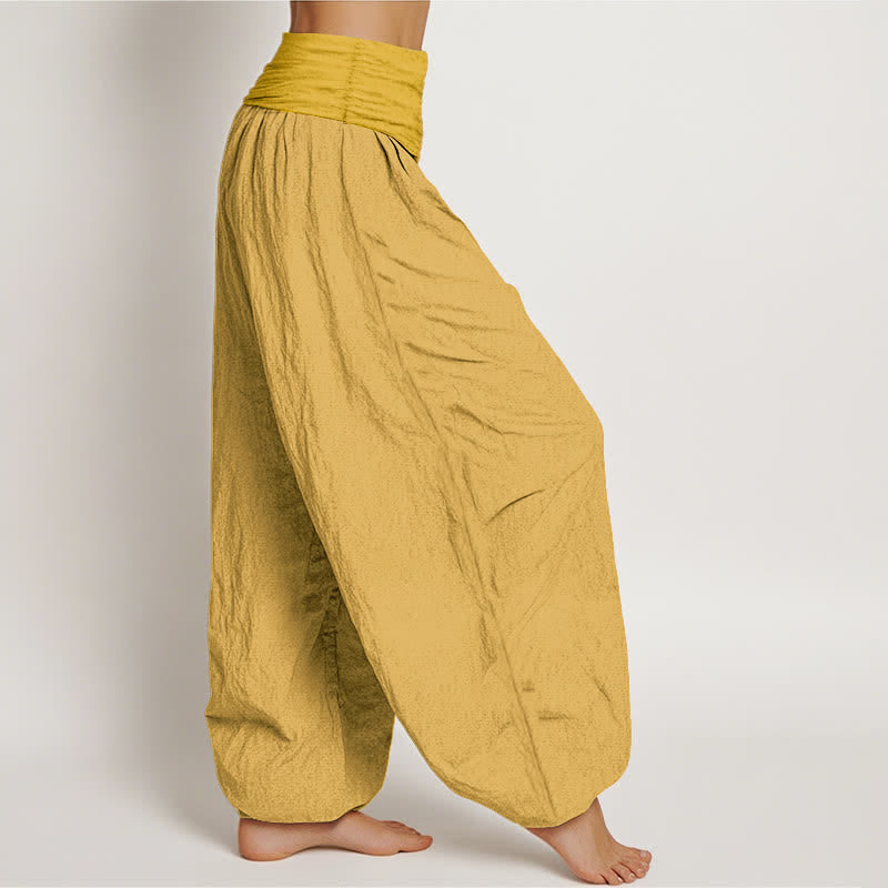 Buddha Stones Goldenrod Women's Pure Cotton Elastic Waist Harem Pants - image 2