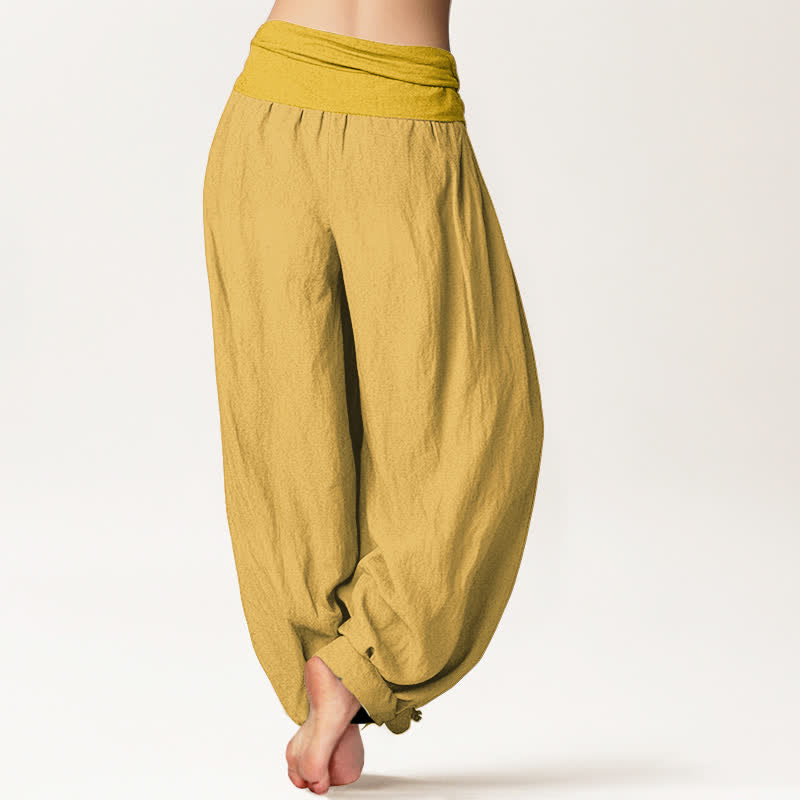 Buddha Stones Goldenrod Women's Pure Cotton Elastic Waist Harem Pants - image 1