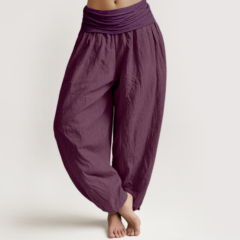 Buddha Stones Purple Pure Cotton Women's Elastic Waist Harem Pants - Purple - US16,UK/AU20,EU48 (3XL) - image 0