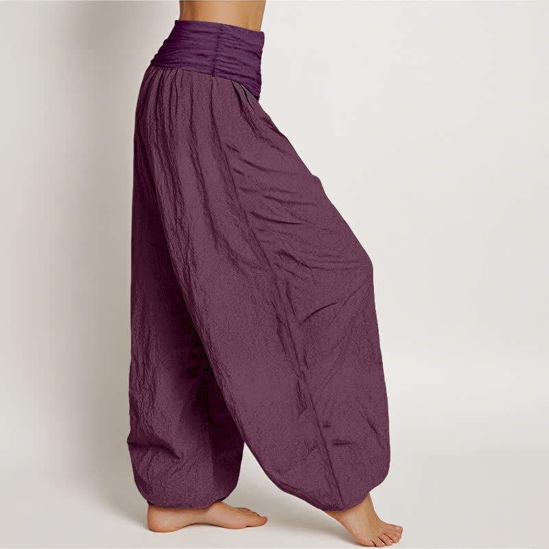 Buddha Stones Purple Pure Cotton Women's Elastic Waist Harem Pants - image 2