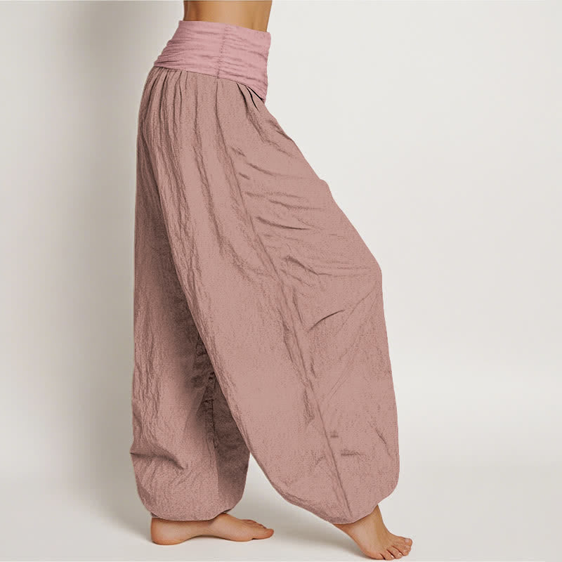 Buddha Stones LightPink Pure Cotton Women's Elastic Waist Harem Pants - image 2
