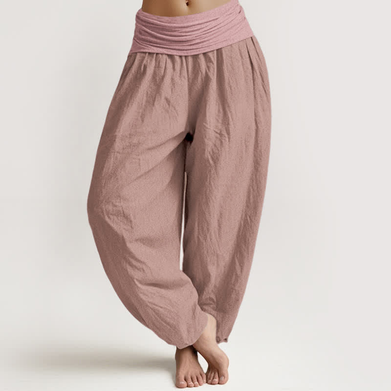 Buddha Stones LightPink Pure Cotton Women's Elastic Waist Harem Pants - LightPink - US16,UK/AU20,EU48 (3XL) - image 0