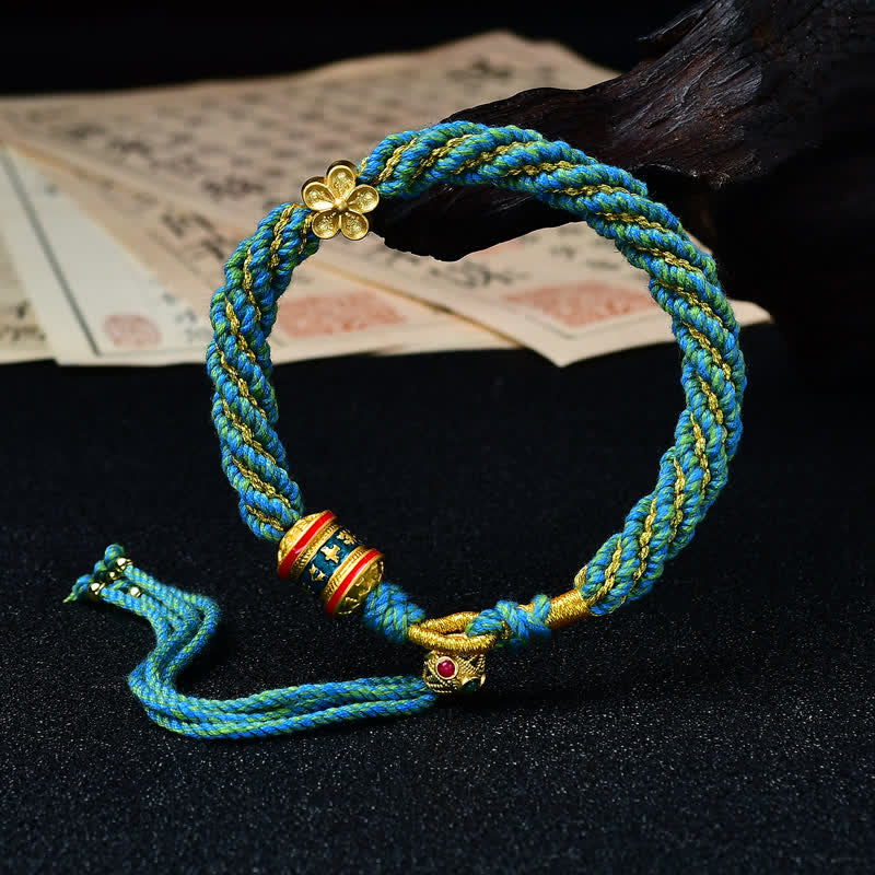 Buddha Stones Hand-Woven Tibetan Om Mani Padme Hum Flower Wisdom Rope Bracelet - Sky Blue - image 21