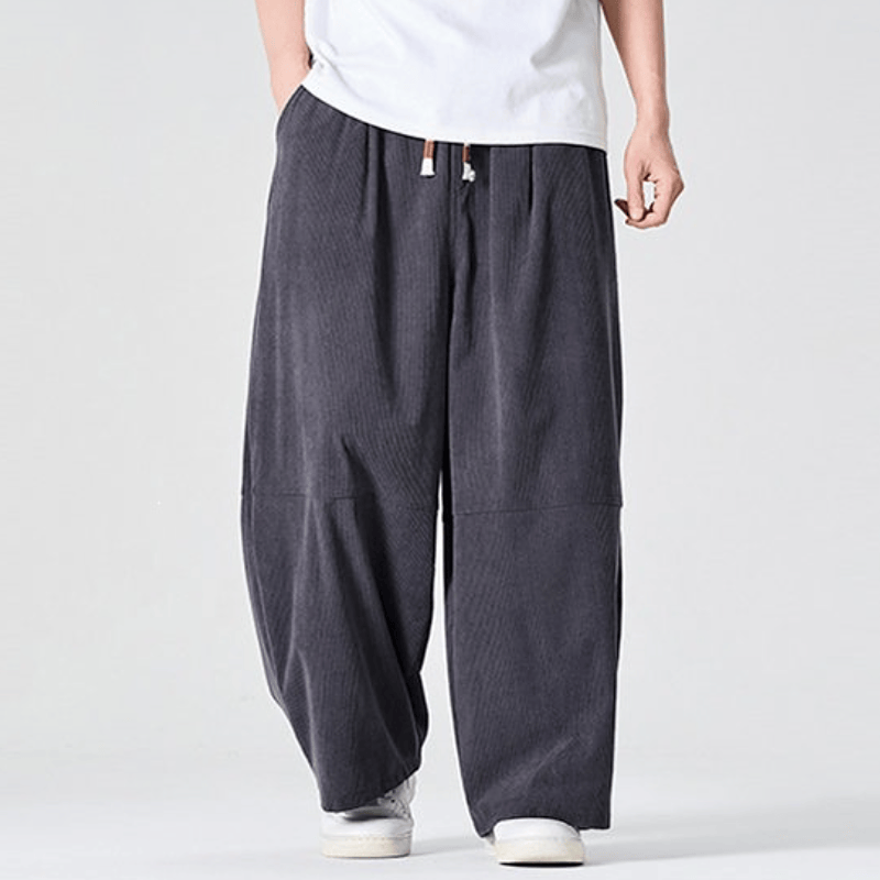 Buddha Stones Fall Winter Casual Corduroy Drawstring Solid Long Pants Men's Straight Leg Pants With Pocket - DimGray - US/UK/AU46,EU56 (5XL) - image 10