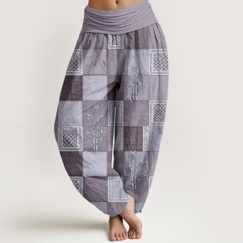 Buddha Stones Cotton Bamboo Patchwork Pattern Women's Elastic Waist Harem Pants - Thistle - US16,UK/AU20,EU48 (3XL) - image 5