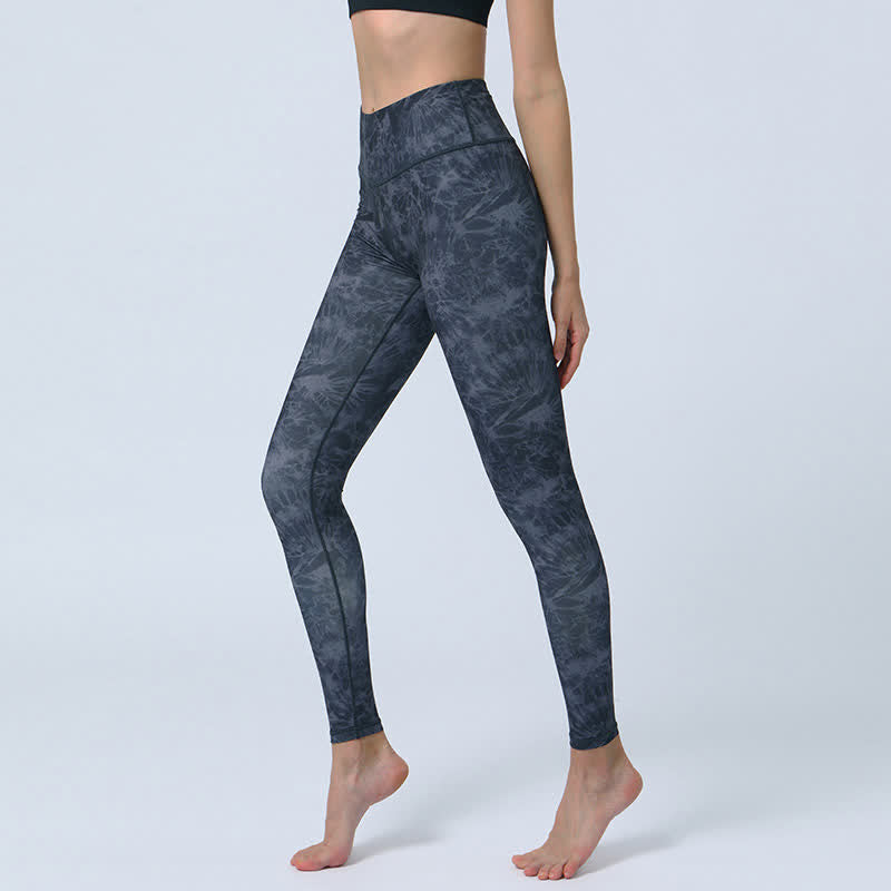 Buddha Stones Flowers Leaves Print Sports Fitness Yoga High Waist Leggings Women's Yoga Pants - Black Flowers - US8-10,UK/AU12-14,EU40-42 (XL) - image 5