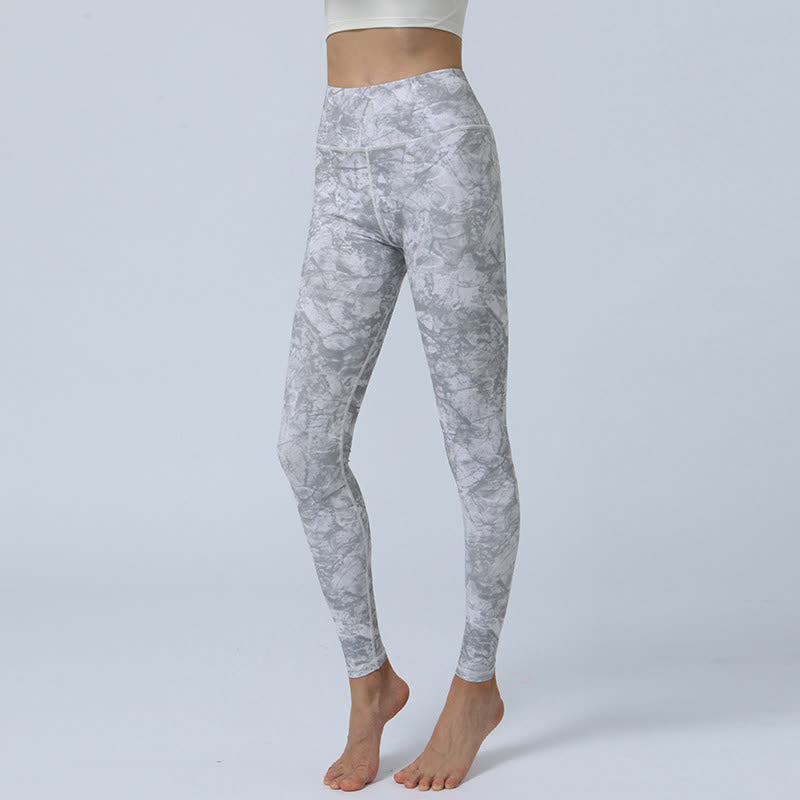 Buddha Stones Flowers Leaves Print Sports Fitness Yoga High Waist Leggings Women's Yoga Pants - Gray - US8-10,UK/AU12-14,EU40-42 (XL) - image 13