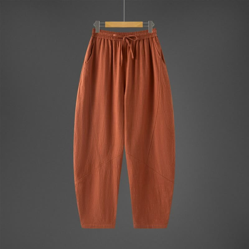Buddha Stones Spring Fall Casual Minimalist Drawstring Solid Long Pants Men's Harem Pants With Pockets - Peru - US/UK/AU46,EU56 (5XL) - image 9
