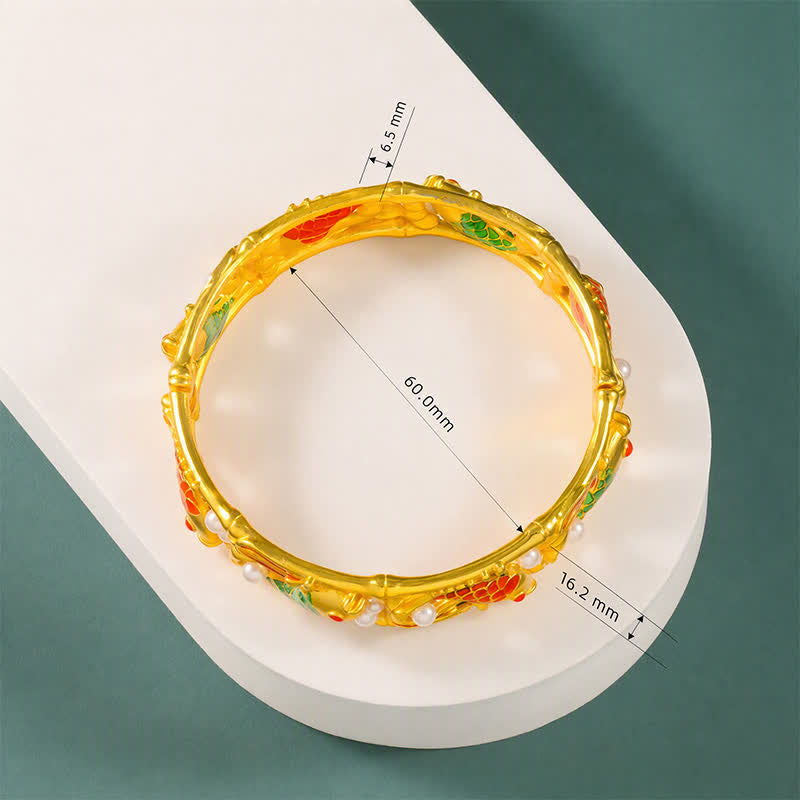 Buddha Stones Gold-Plated Brass Koi Fish Success Vintage Chinese Cuff Bracelet Bangle - image 6