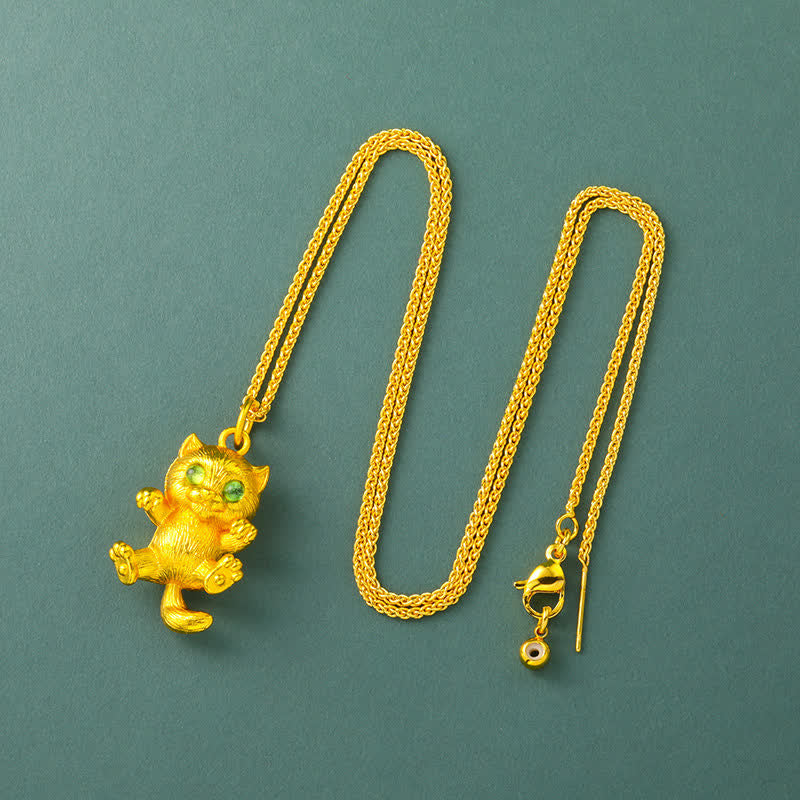 FREE Today: Grounding and Healing Gold Plated Brass Lucky Cat Pendant Necklace - Chain - image 8