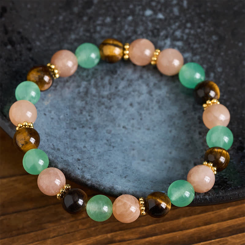 FREE Today: Positivity and Strength Green Aventurine Tiger Eye Sun Stone Beads Bracelet - image 2