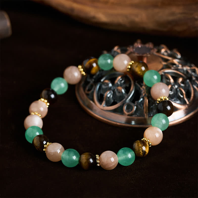 FREE Today: Positivity and Strength Green Aventurine Tiger Eye Sun Stone Beads Bracelet - image 3