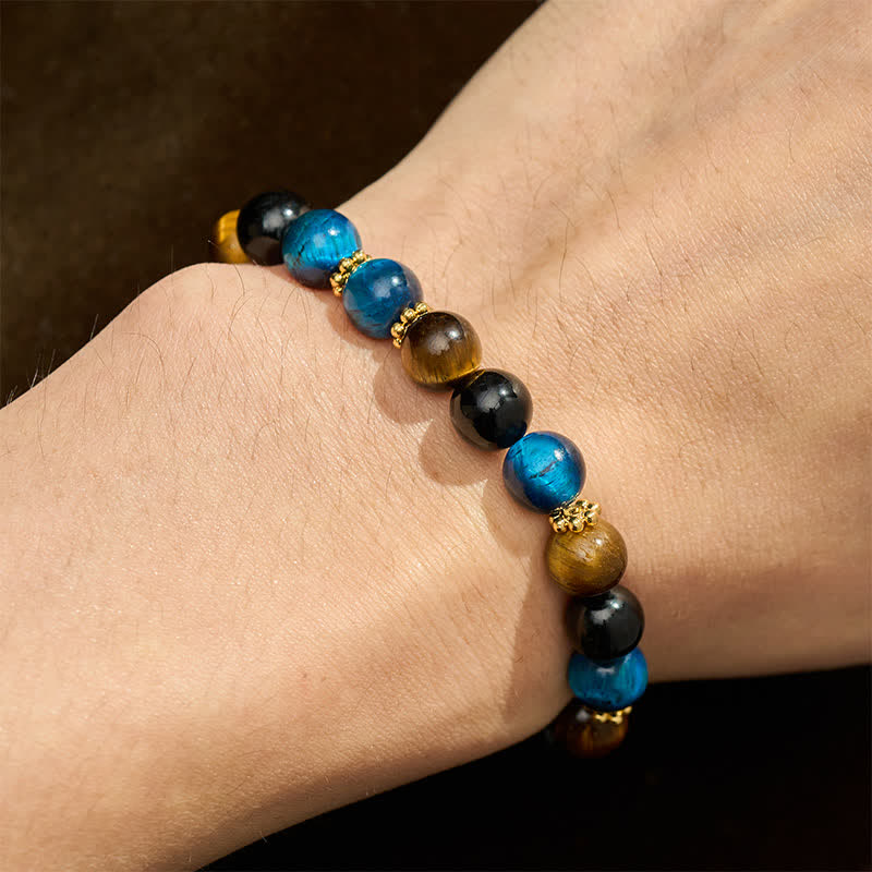 FREE Today: Strength and Courage Tiger Eye Blue Tiger's Eye Black Obsidian Beads Bracelet - image 4