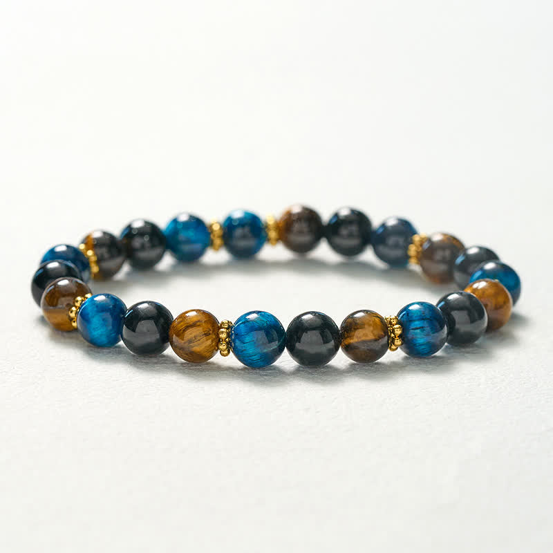 FREE Today: Strength and Courage Tiger Eye Blue Tiger's Eye Black Obsidian Beads Bracelet - image 10