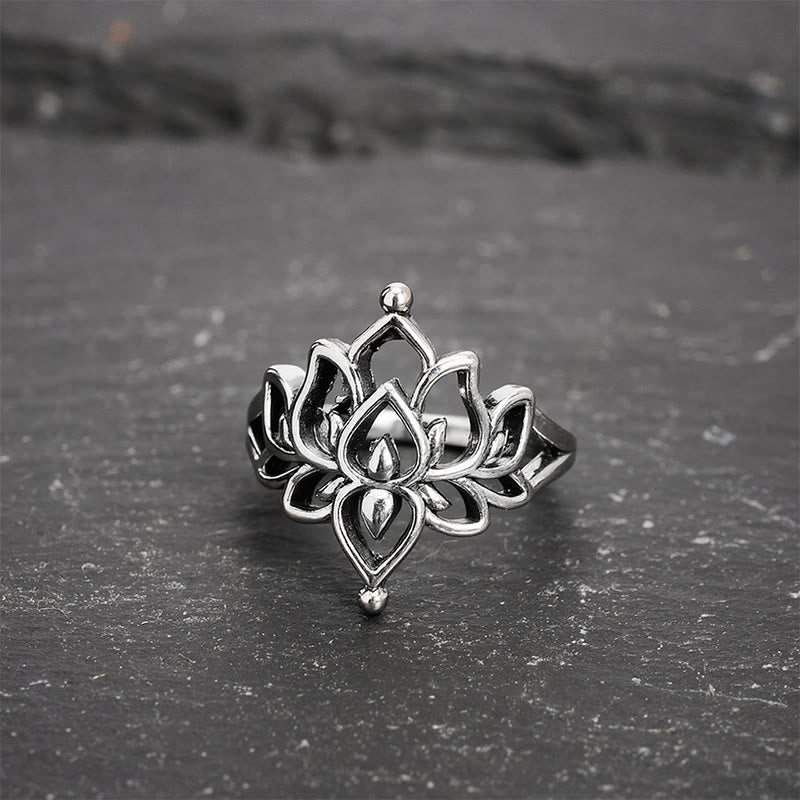 FREE Today: Purity and New Beginning Vintage Silver Tone Lotus Statement Ring - 20.6mm-US11 - image 0