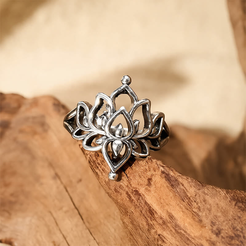 FREE Today: Purity and New Beginning Vintage Silver Tone Lotus Statement Ring - image 1