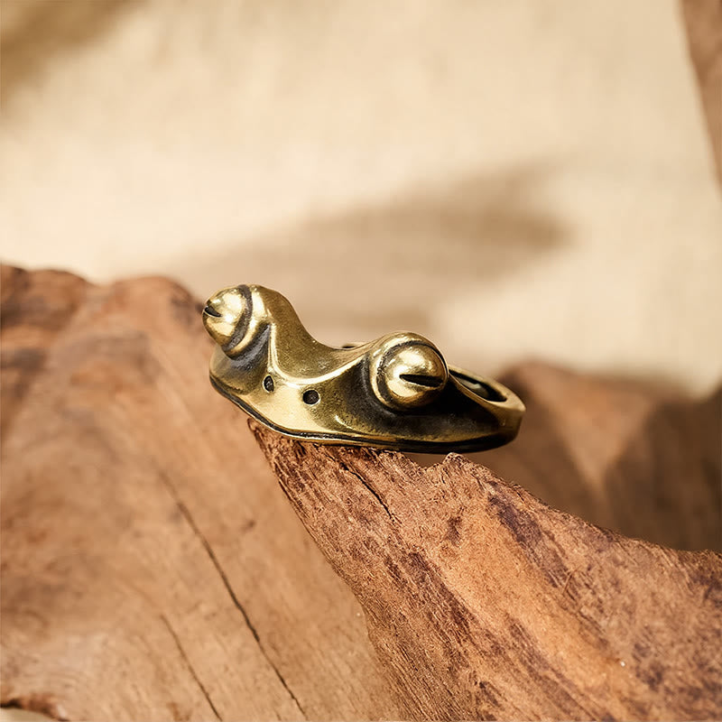 FREE Today: Prosperity and Wealth Vintage Brass Feng Shui Frog Adjustable Ring - image 1