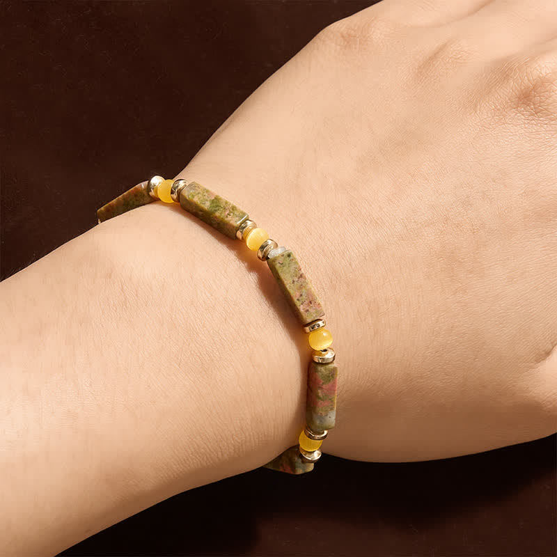 FREE Today: Grounding and Balance Unakite Rectangle Beaded Stretch Bracelet - image 3