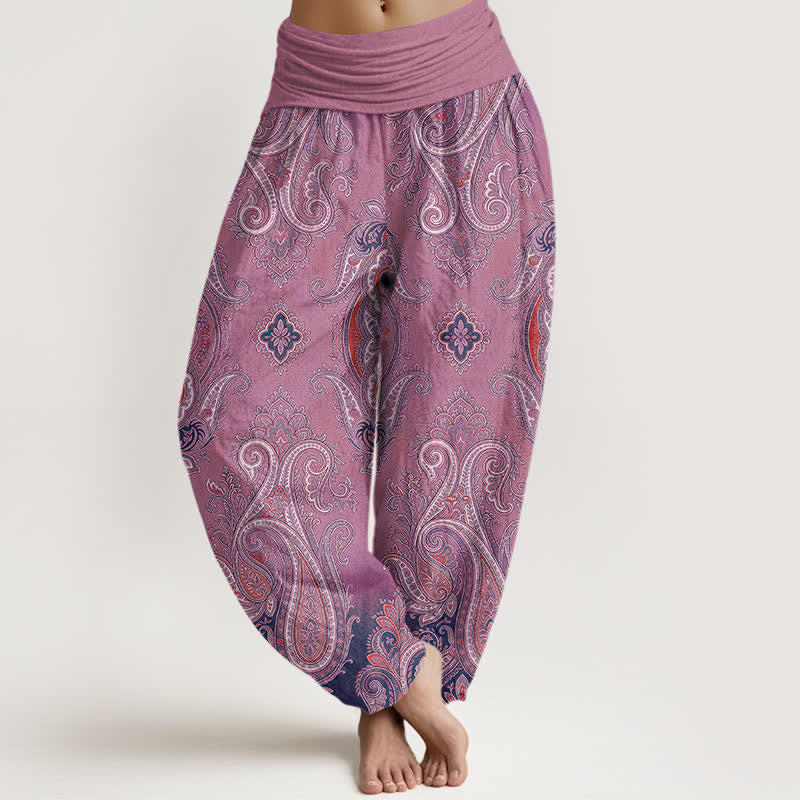 Buddha Stones Cotton Vintage Paisley Mosaic Pattern Women's Elastic Waist Harem Pants - Orchid - US16,UK/AU20,EU48 (3XL) - image 8