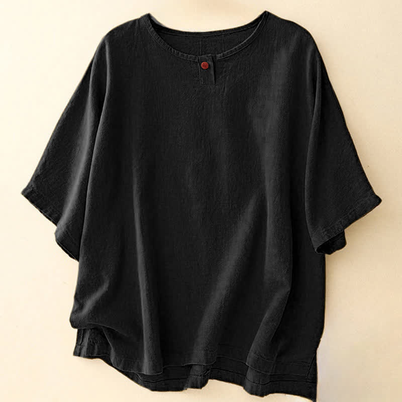 Buddha Stones Casual Plain Women's Crew Neck Design Loose Half Sleeve T-shirt - Black - Half Sleeve - US14,UK/AU18,EU46 (2XL) - image 13