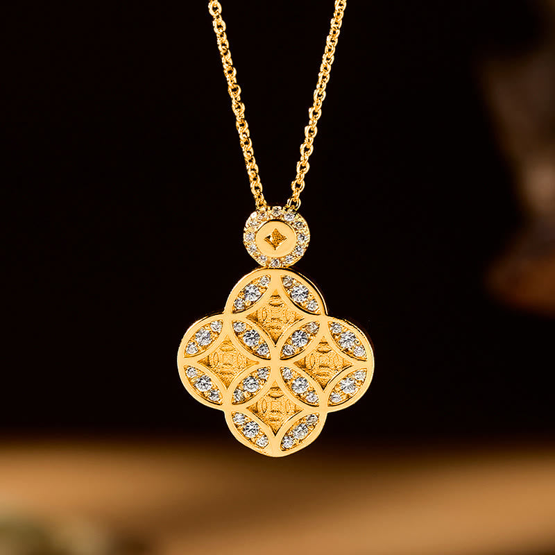 FREE Today: Luck and Prosperity Copper Chinese Coin Four Leaf Clover Necklace - image 2