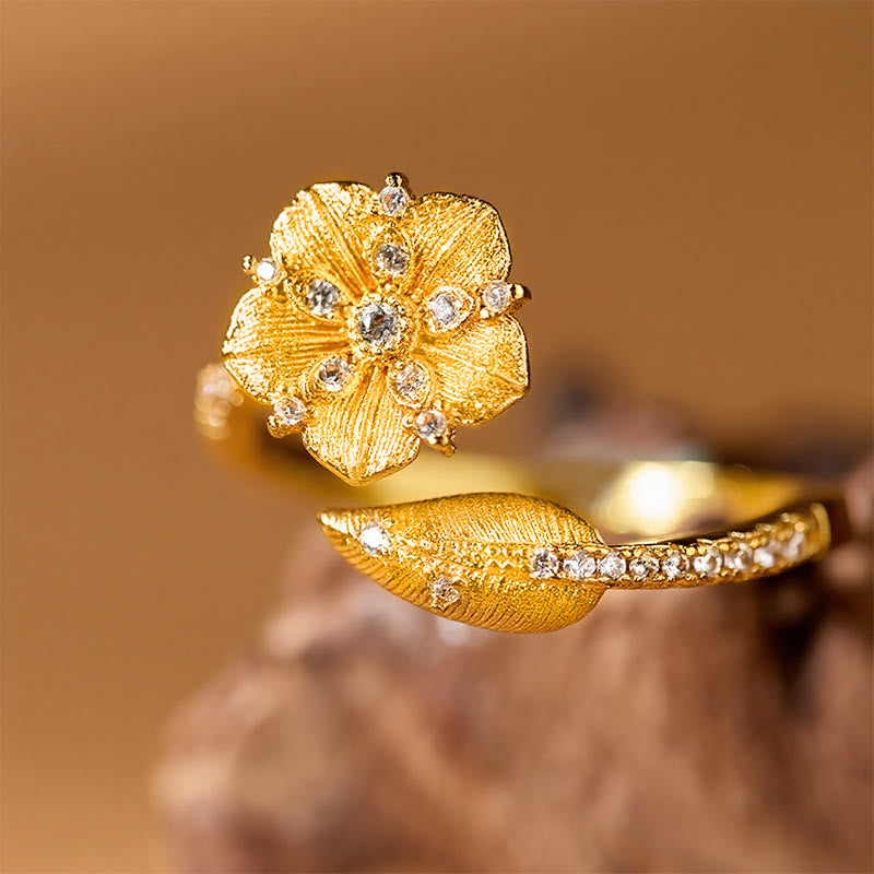 FREE Today: Self Care and Healing Golden Camellia Blossom Alloy Open Ring - image 3