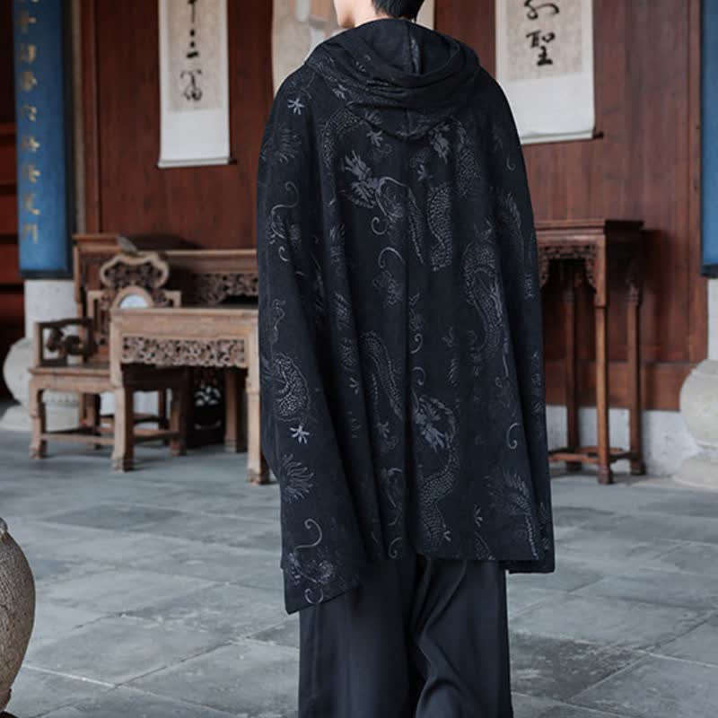 Buddha Stones Fall Winter Vintage Tang Style Corduroy Men's Long Sleeve Hoodies - image 2
