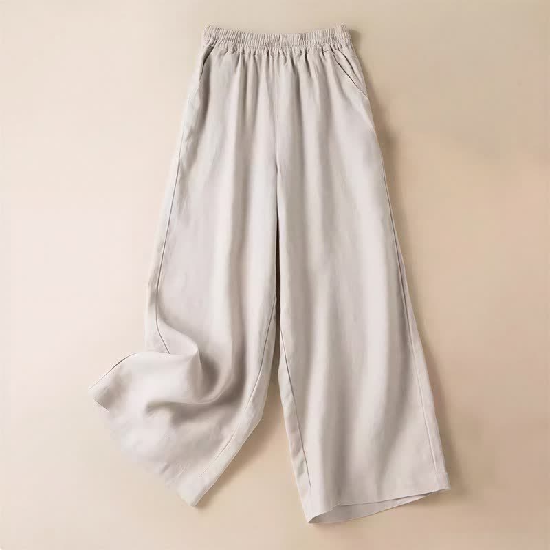 Buddha Stones Casual Solid Color Women's Wide Leg Pants With Pockets - Beige - US12,UK/AU16,EU44 (3XL) - image 19