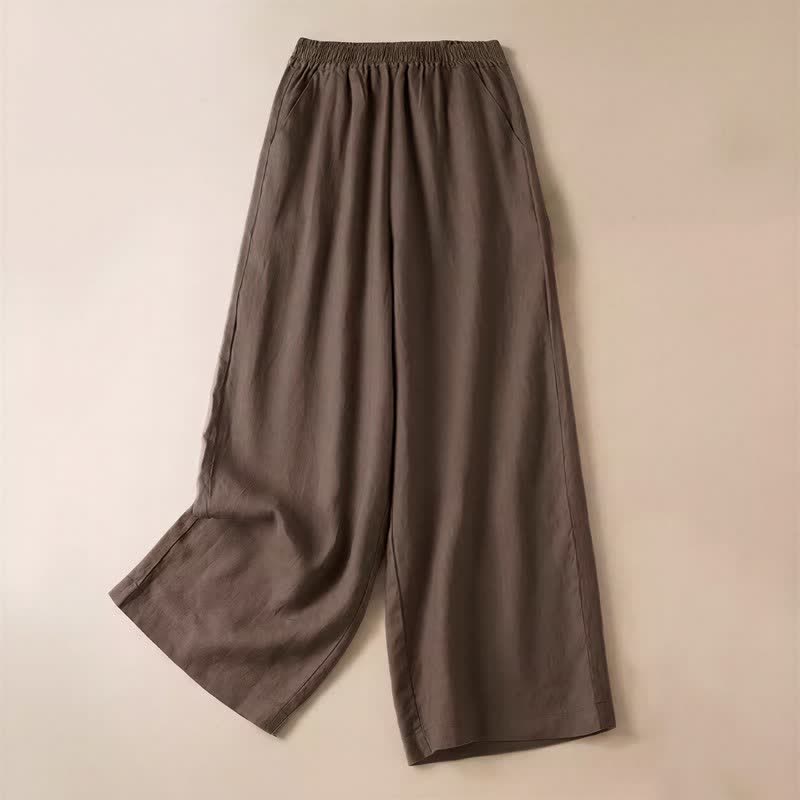 Buddha Stones Casual Solid Color Women's Wide Leg Pants With Pockets - Peru - US12,UK/AU16,EU44 (3XL) - image 14