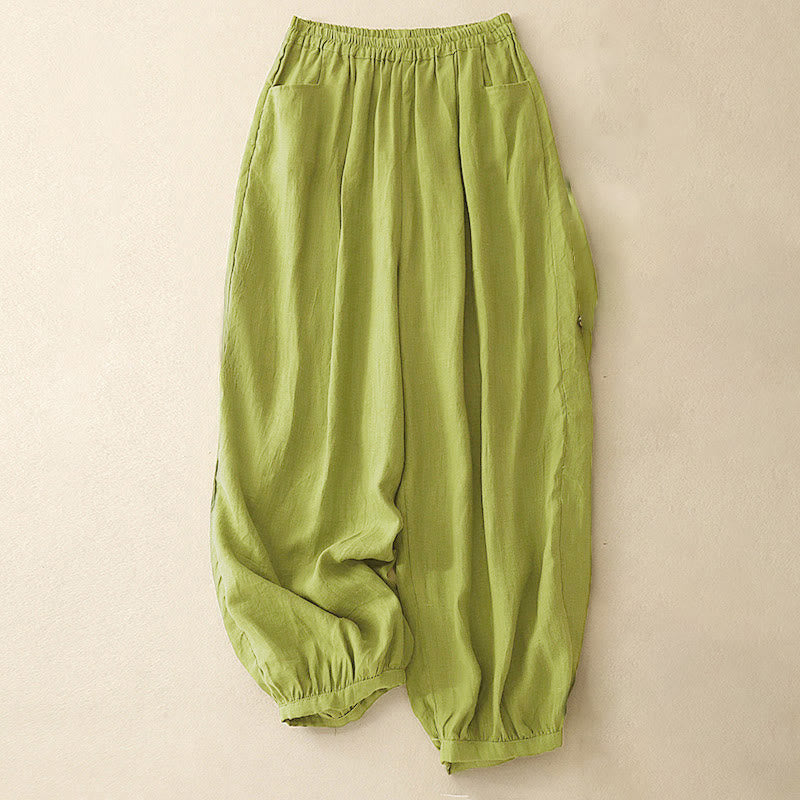 Buddha Stones Summer Commute Pure Color Women's Ankle-Length Pants With Pockets - YellowGreen - US8-10,UK/AU12-14,EU40-42 (2XL) - image 14