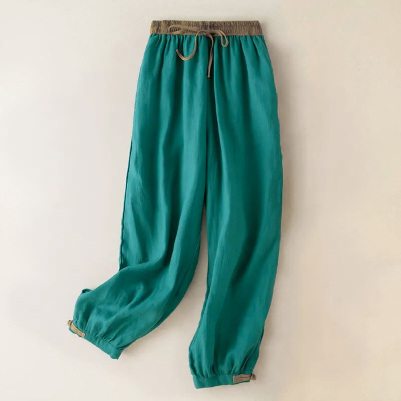 Buddha Stones Plain Cotton Drawstring Women's Harem Pants With Pockets - MediumTurquoise - US16,UK/AU20,EU48 (3XL) - image 11
