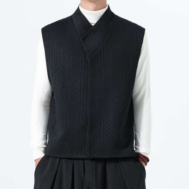 Buddha Stones Fall Winter Casual Minimalist Solid Knit Tank Top Men's Vests - Black - US/UK/AU46,EU56 (5XL) - image 17